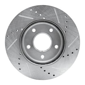 Chevrolet City Express Brake Rotor (1) - Front Left - R1 Concepts - Drilled & Slotted - Silver - `11-`25